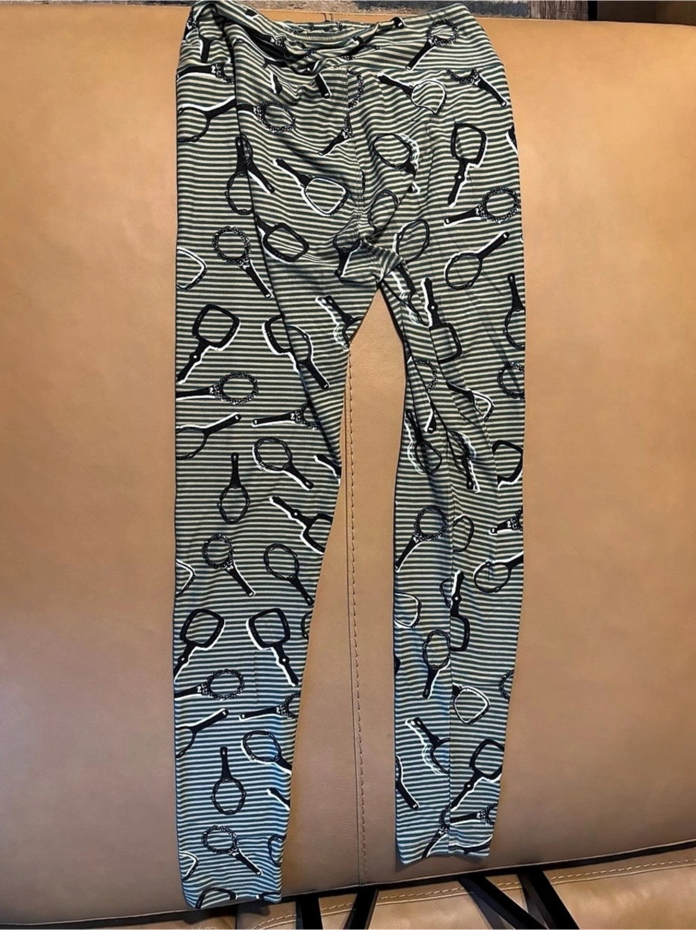 Lularoe Hand Mirror Print Leggings Blue & Black